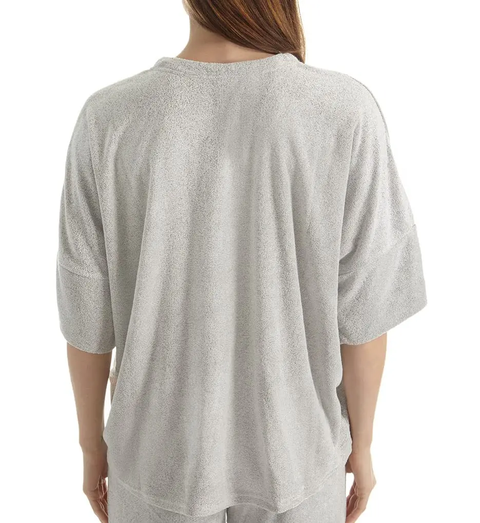 N Natori Women's Terry Lounge Top Heather Grey Small | Comfortable V-Neck Short Sleeve - view 4
