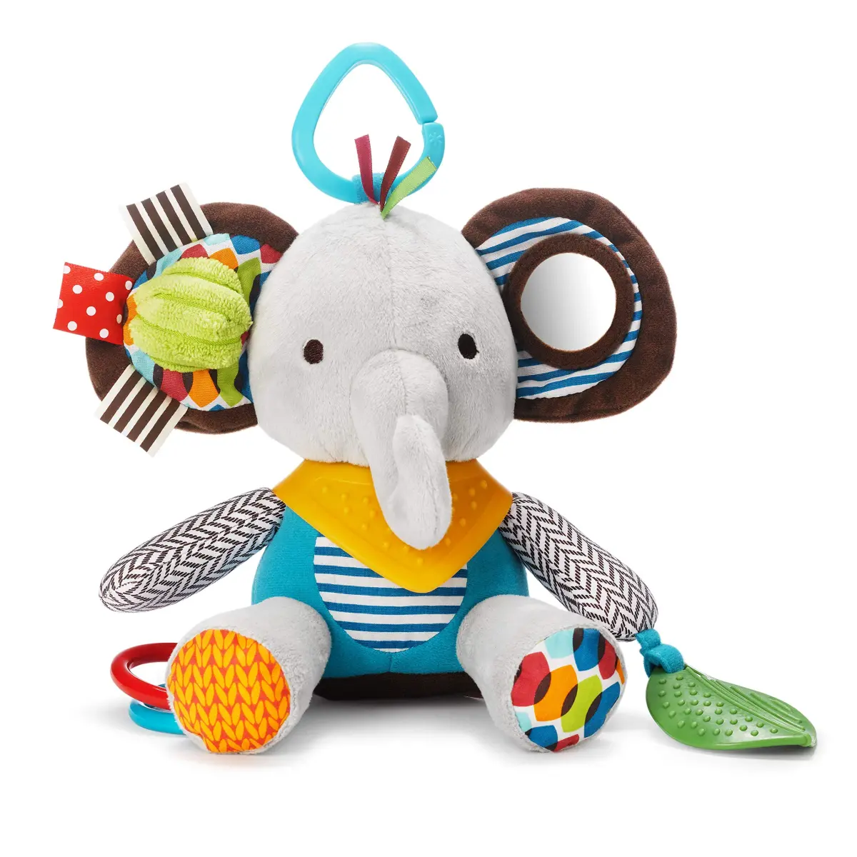Skip Hop Bandana Buddies Activity and Teething Toy with Rattle and Textures, Elephant 13cm (5") | BPA-Free, Phthalate-Free, CPSIA Compliant - main product image