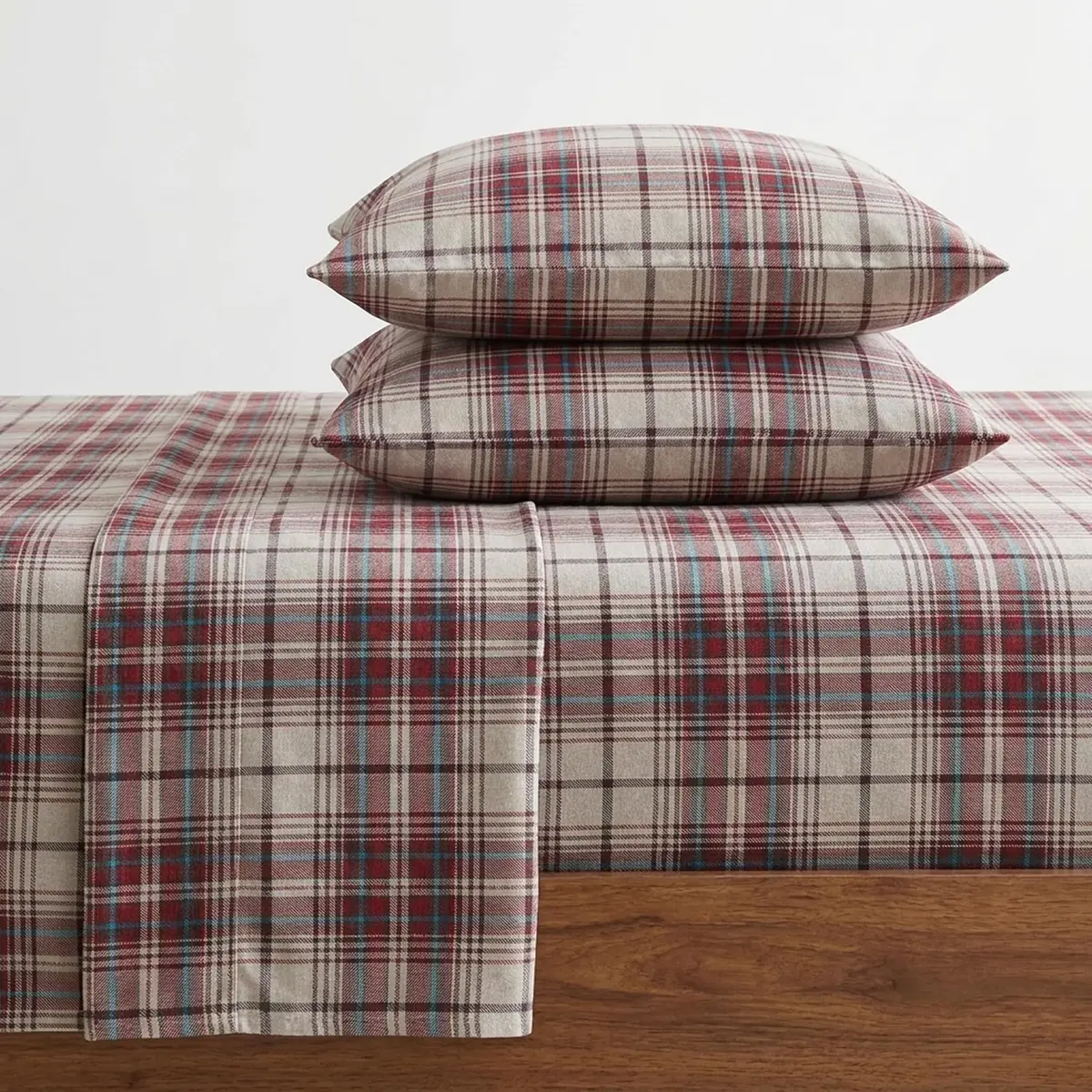Eddie Bauer Twin Sheet Set with Fitted Sheet & Pillowcase | 100% Cotton Flannel for Cozy Comfort - main product image