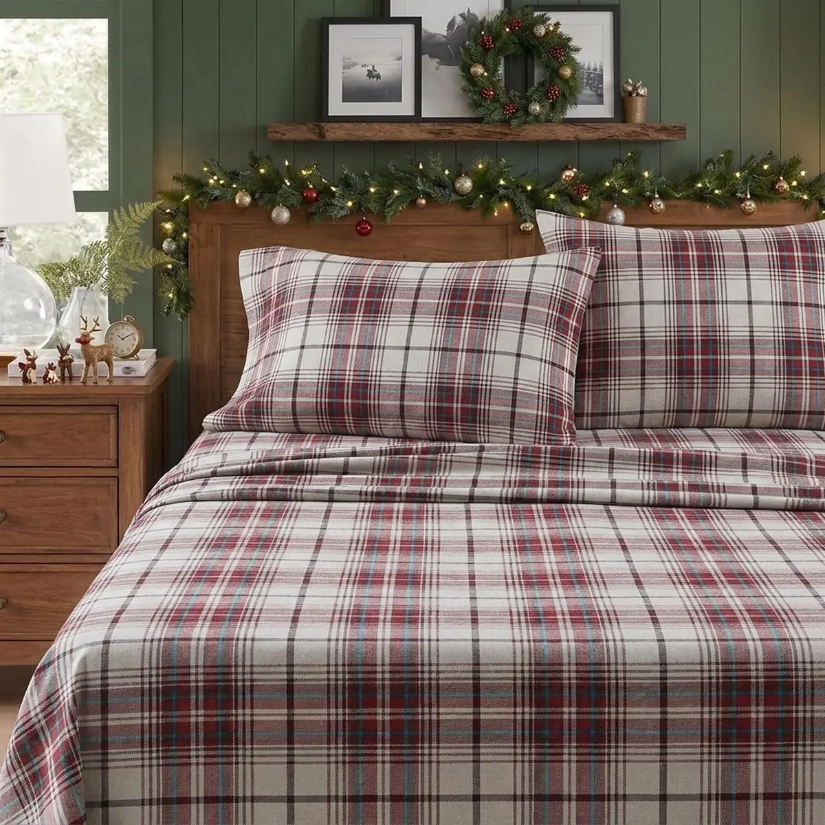 Eddie Bauer Twin Sheet Set with Fitted Sheet & Pillowcase | 100% Cotton Flannel for Cozy Comfort - view 2