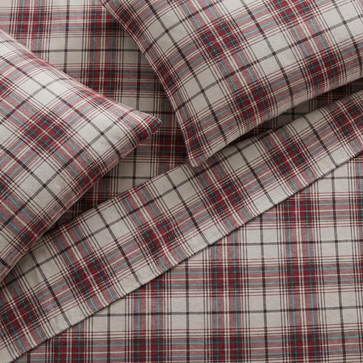 Eddie Bauer Twin Sheet Set with Fitted Sheet & Pillowcase | 100% Cotton Flannel for Cozy Comfort - view 3