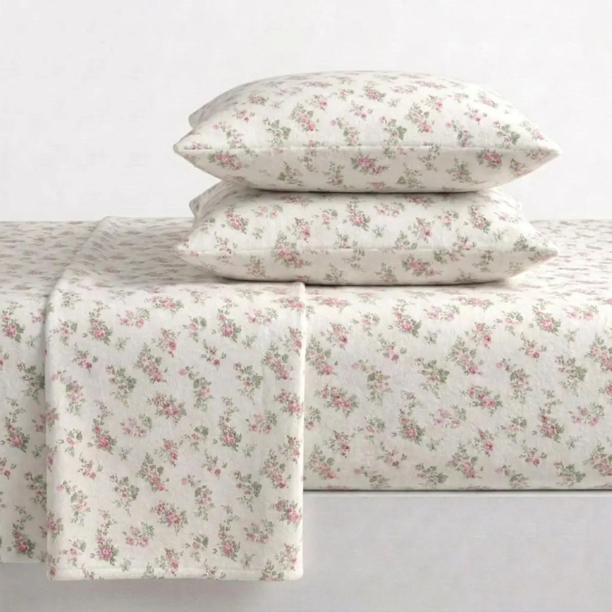 Laura Ashley Twin Sheet Set with Fitted Sheet & Pillowcase | 100% Cotton Flannel, Soft & Cozy (70-120 chars) - main product image