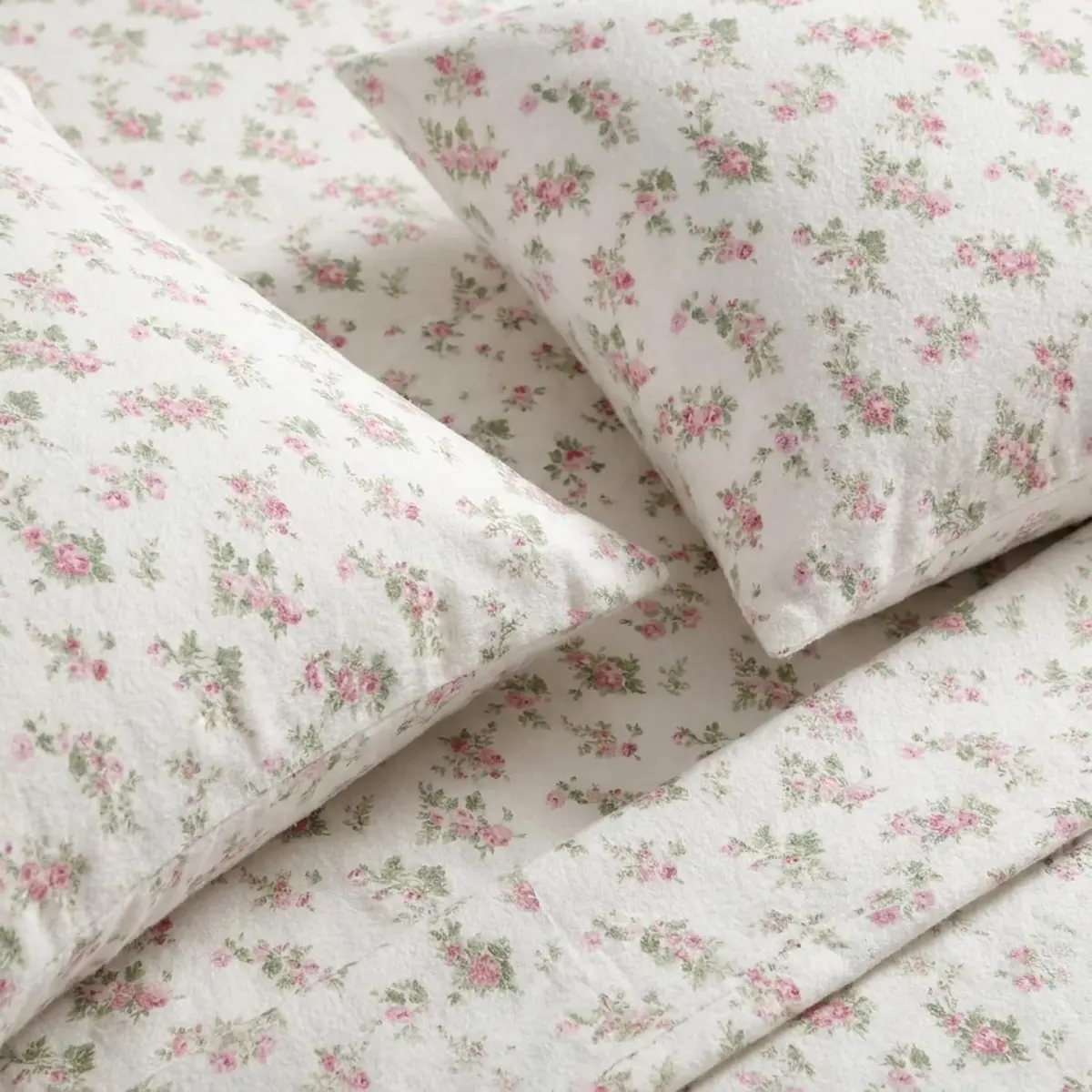 Laura Ashley Twin Sheet Set with Fitted Sheet & Pillowcase | 100% Cotton Flannel, Soft & Cozy (70-120 chars) - view 3
