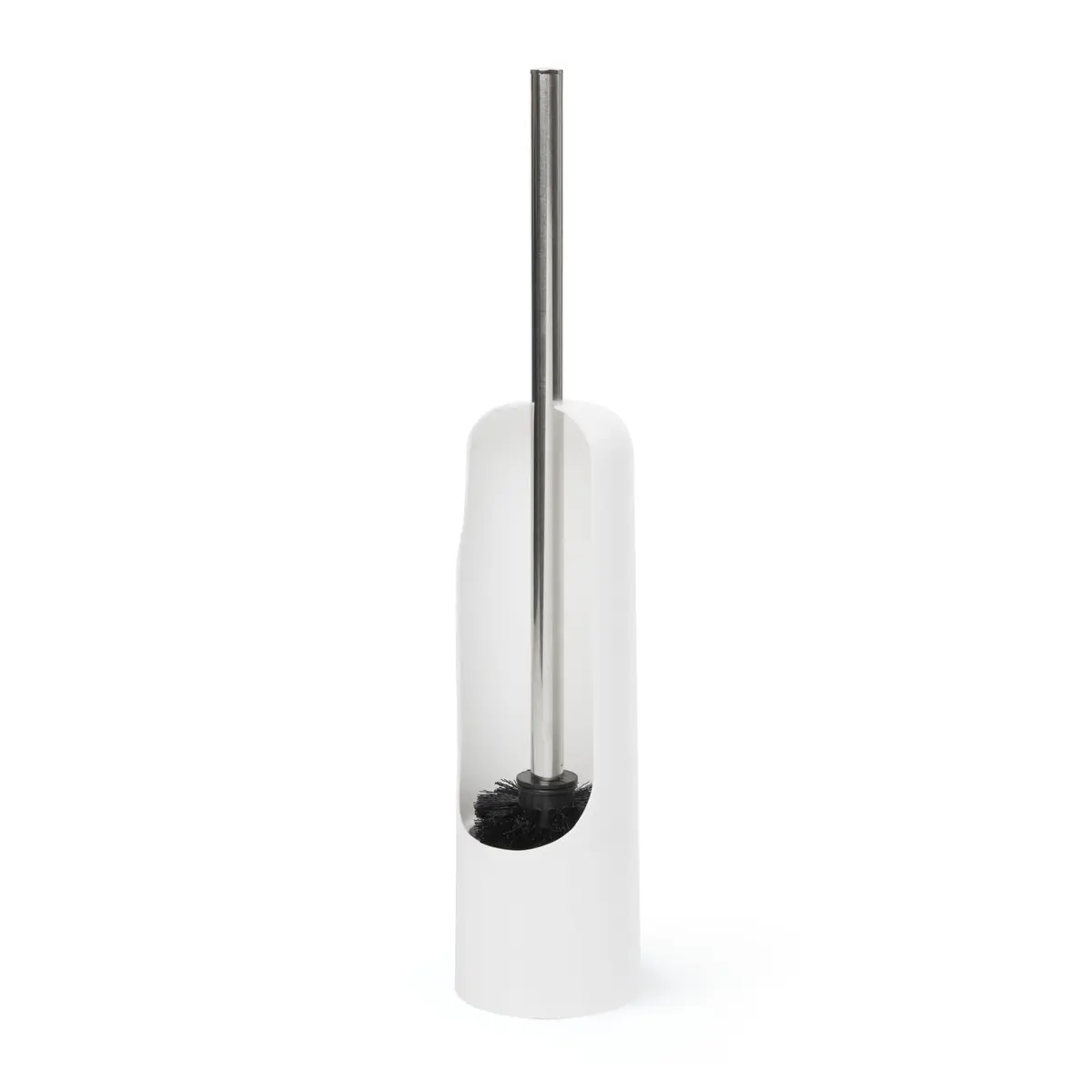 Umbra Touch Toilet Brush with Holder, Weighted Base, White | Compact Modern Bathroom Accessory - main product image