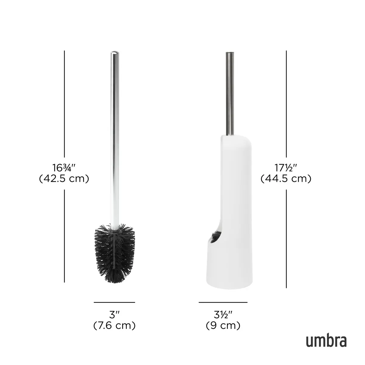 Umbra Touch Toilet Brush with Holder, Weighted Base, White | Compact Modern Bathroom Accessory - view 3