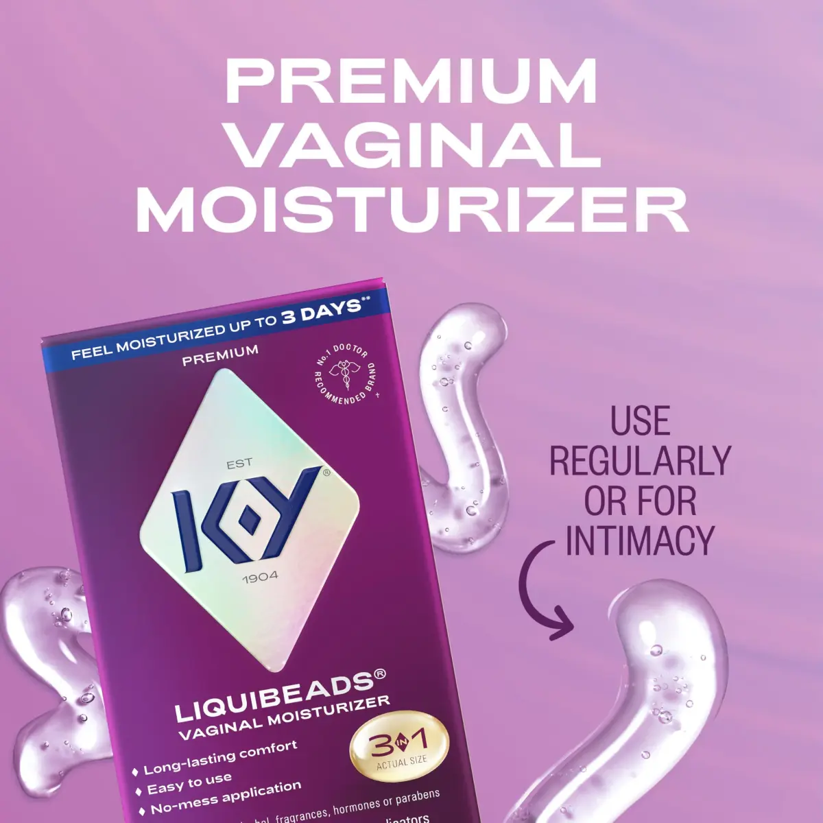 K-Y Liquibeads Silicone-Based Vaginal Moisturizer & Lube 6 Count | Estrogen-Free, Hormone-Free, Paraben-Free - view 3