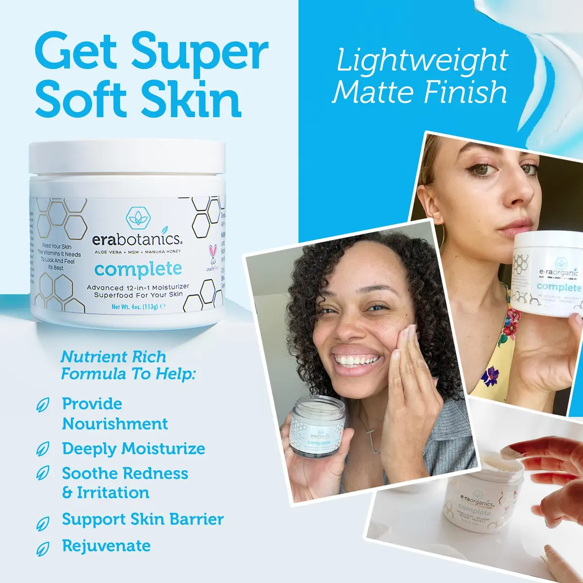 Era Organics Manuka Honey Face Cream - Complete 12-in-1 Daily Moisturizer for All Skin Types - view 5