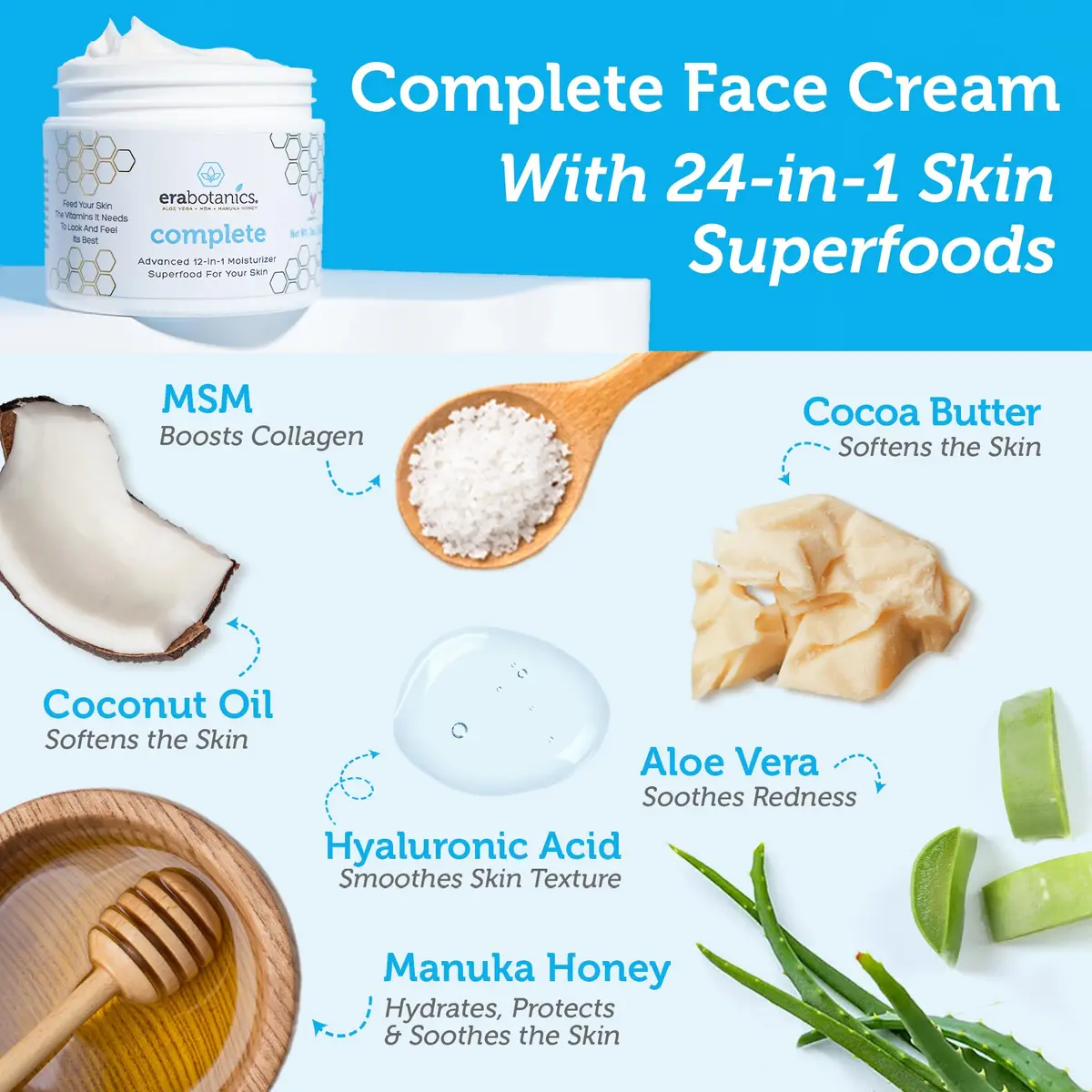 Era Organics Manuka Honey Face Cream - Complete 12-in-1 Daily Moisturizer for All Skin Types - view 2