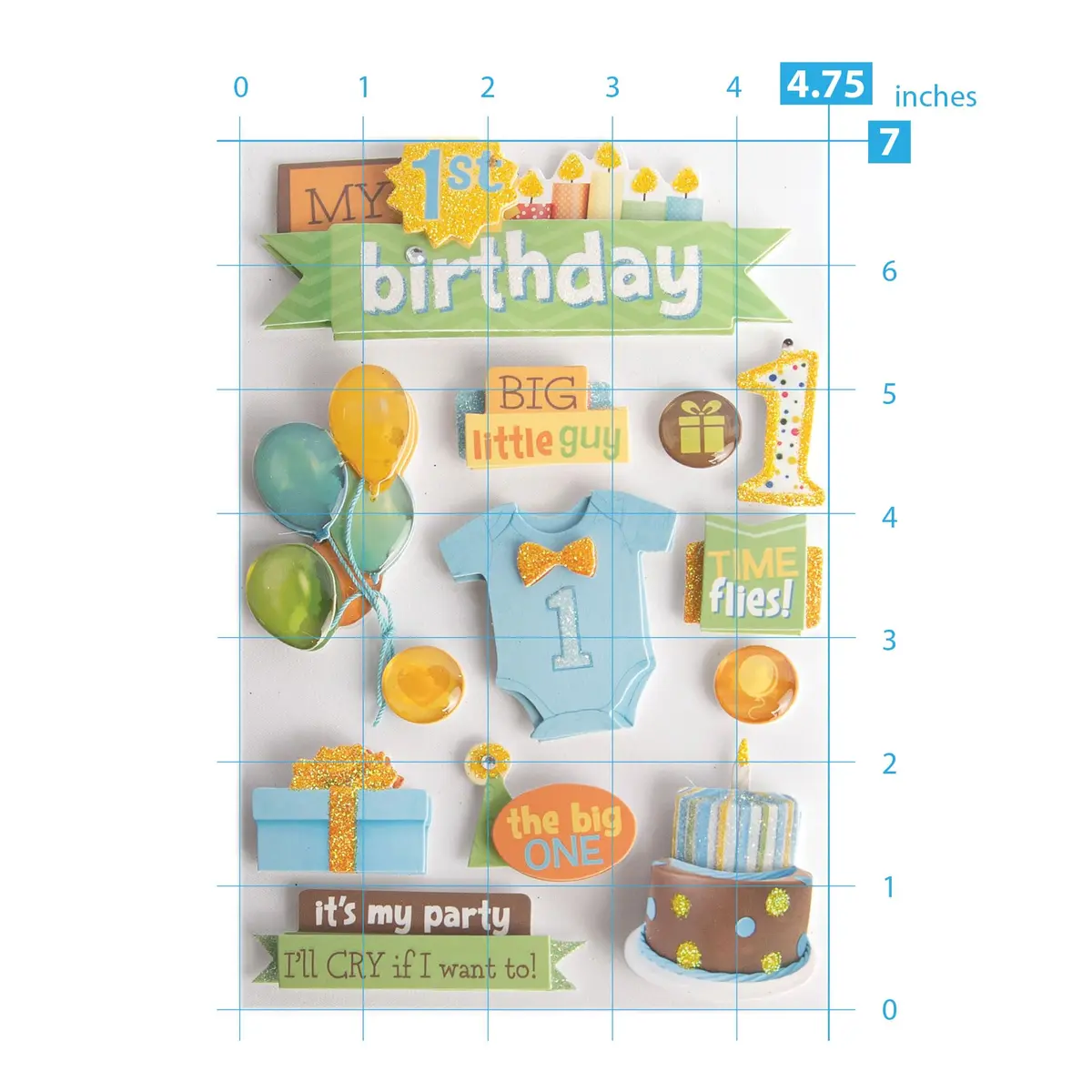 Paper House Productions 3D Stickers 1st Birthday Boy | Dimension & Adhesive Foam Dots - view 3
