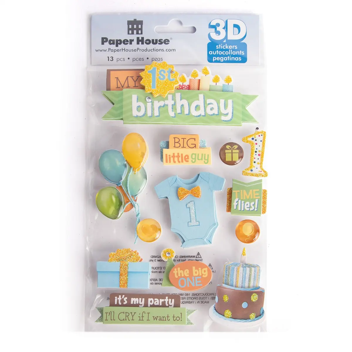 Paper House Productions 3D Stickers 1st Birthday Boy | Dimension & Adhesive Foam Dots - view 4