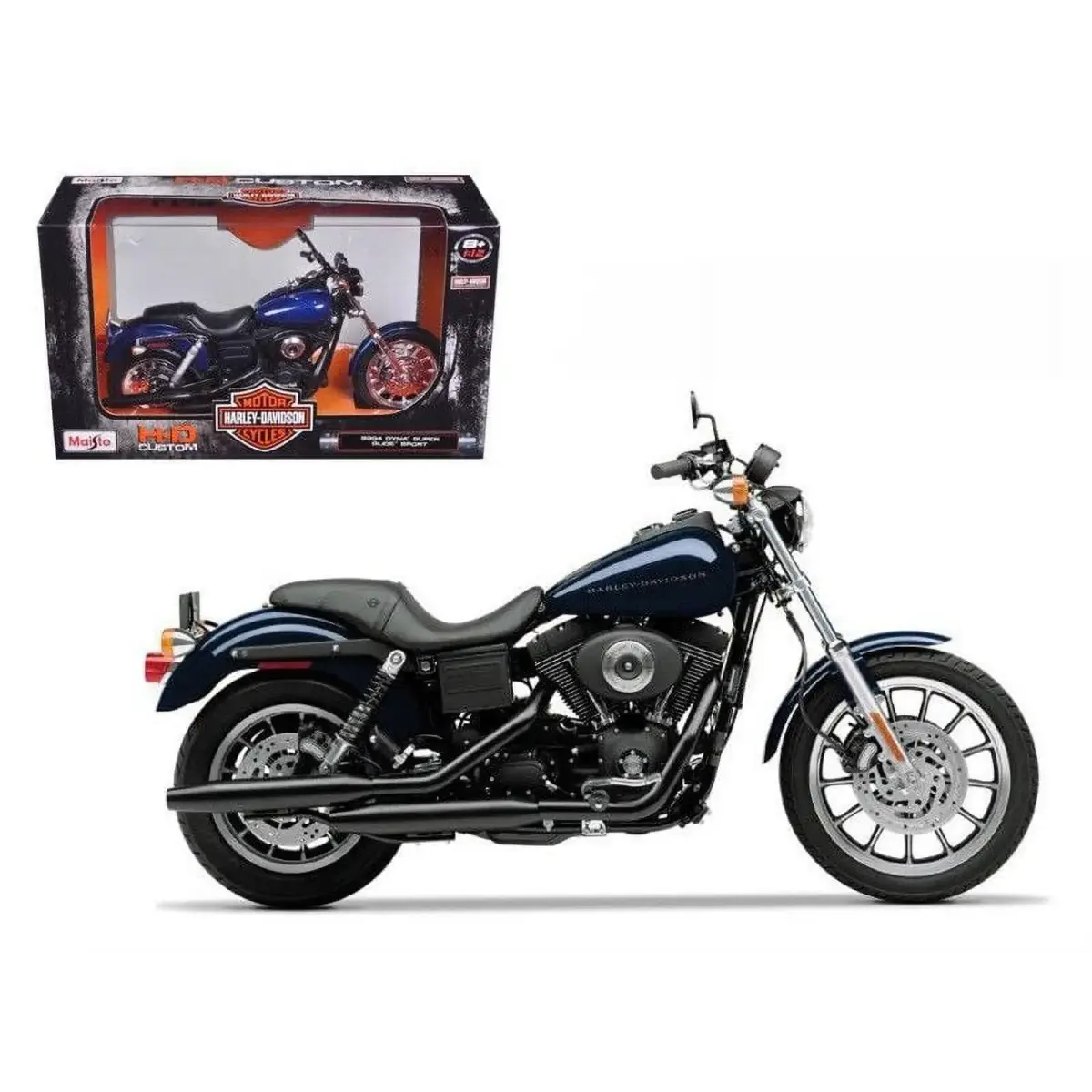 Maisto 2004 Harley Davidson Dyna Super Glide Sport Bike 1/12 Motorcycle Model Blue | Detailed Diecast Collectible - main product image