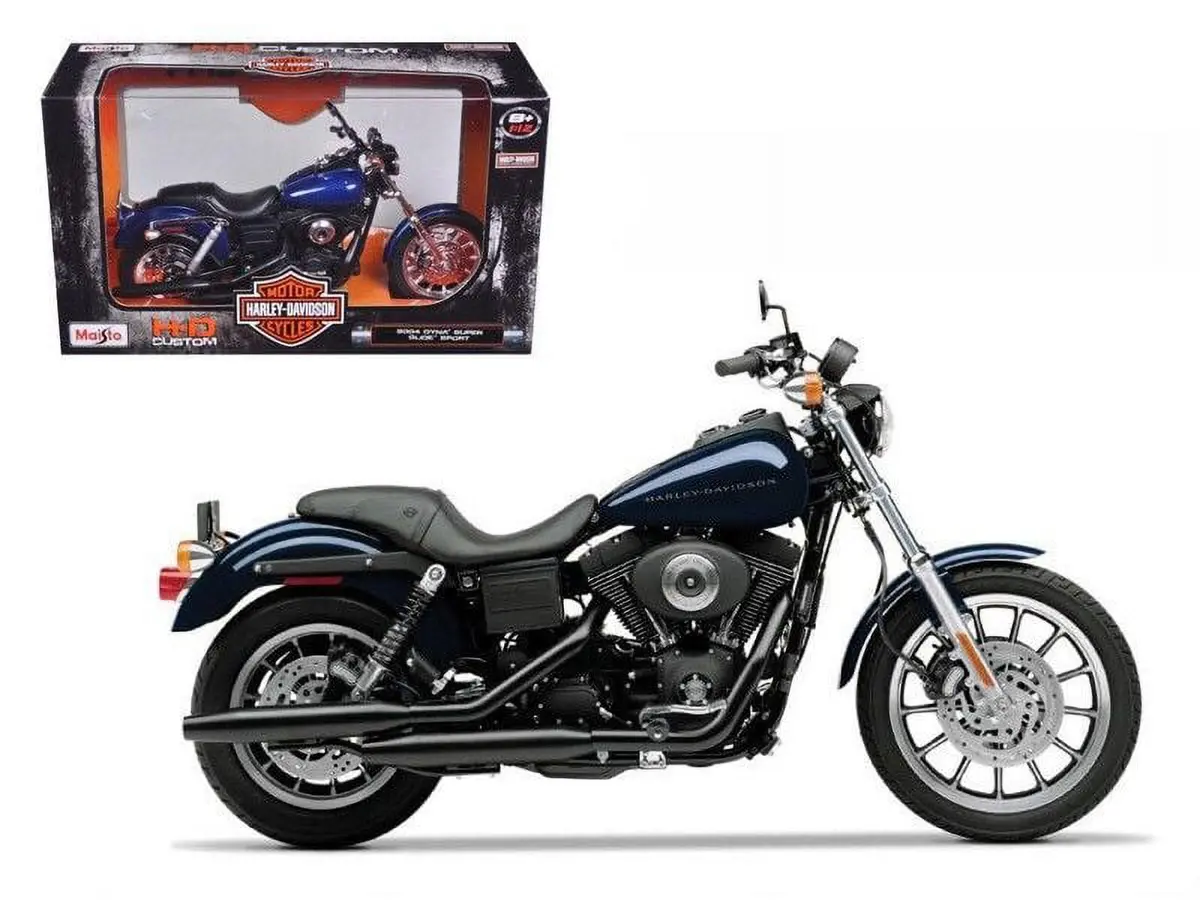 Maisto 2004 Harley Davidson Dyna Super Glide Sport Bike 1/12 Motorcycle Model Blue | Detailed Diecast Collectible - main product image