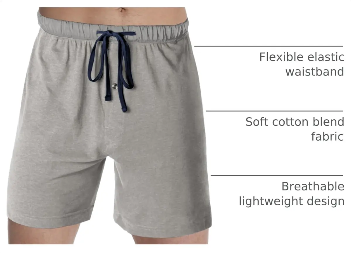 Hanes Jersey Lounge Shorts 5X Big | Drawstring Waistband, Active Grey Heather/Black - view 4