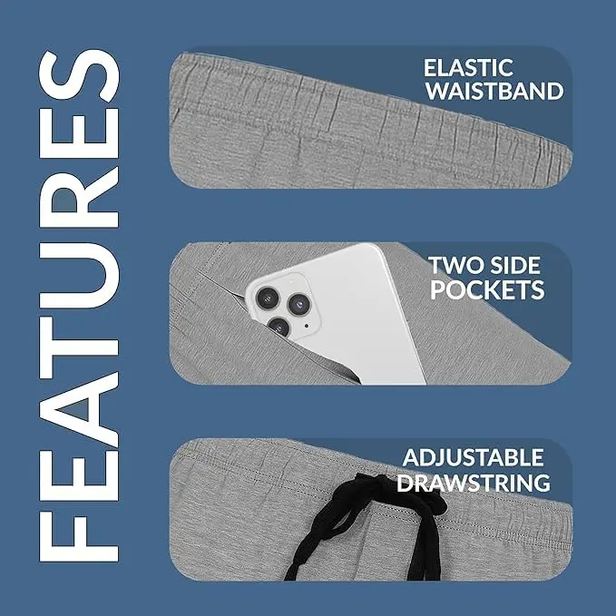 Hanes Jersey Lounge Shorts 5X Big | Drawstring Waistband, Active Grey Heather/Black - view 6