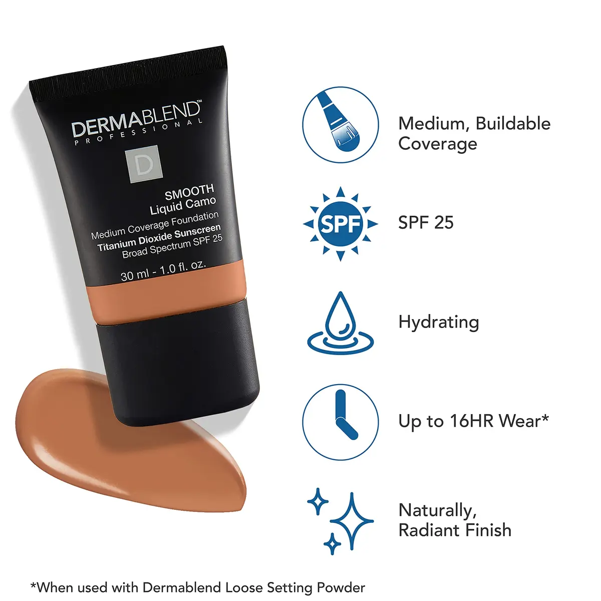 Dermablend Smooth Liquid Camo Foundation SPF 25 55W Copper | Hydrating, Medium to Full Coverage, 1 fl oz - view 3