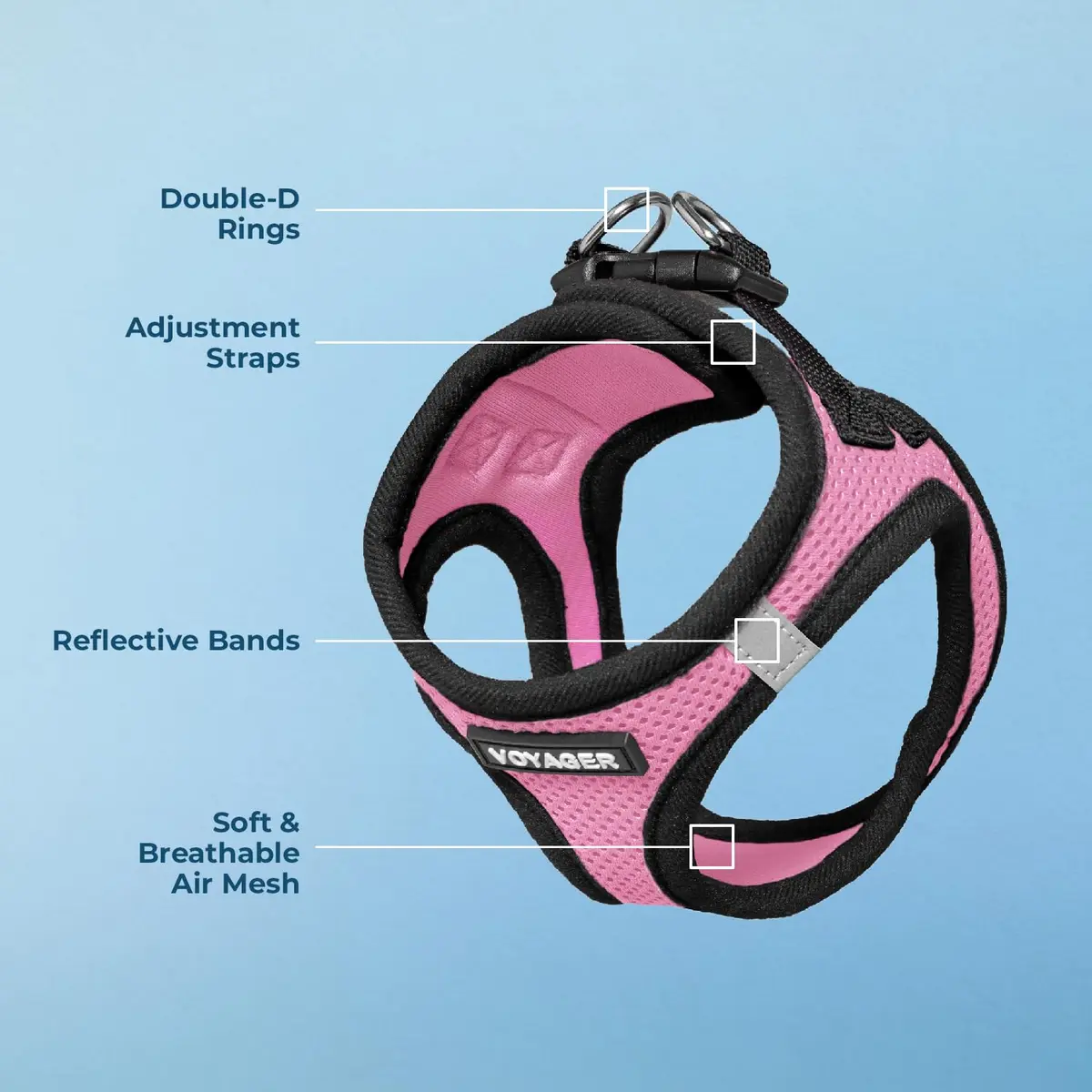Best Pet Supplies Voyager Step-in Air Dog Vest Harness - Pink/Black, XS | Breathable, Reflective & Easy Fit - view 3
