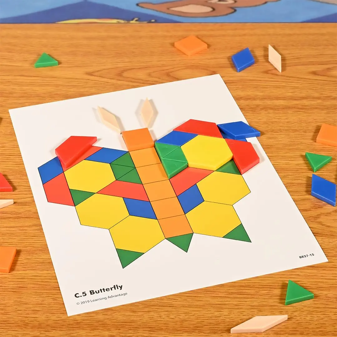 LEARNING ADVANTAGE Pattern Block Cards, Set of 20 | Shapes & Geometry for Kids - view 2