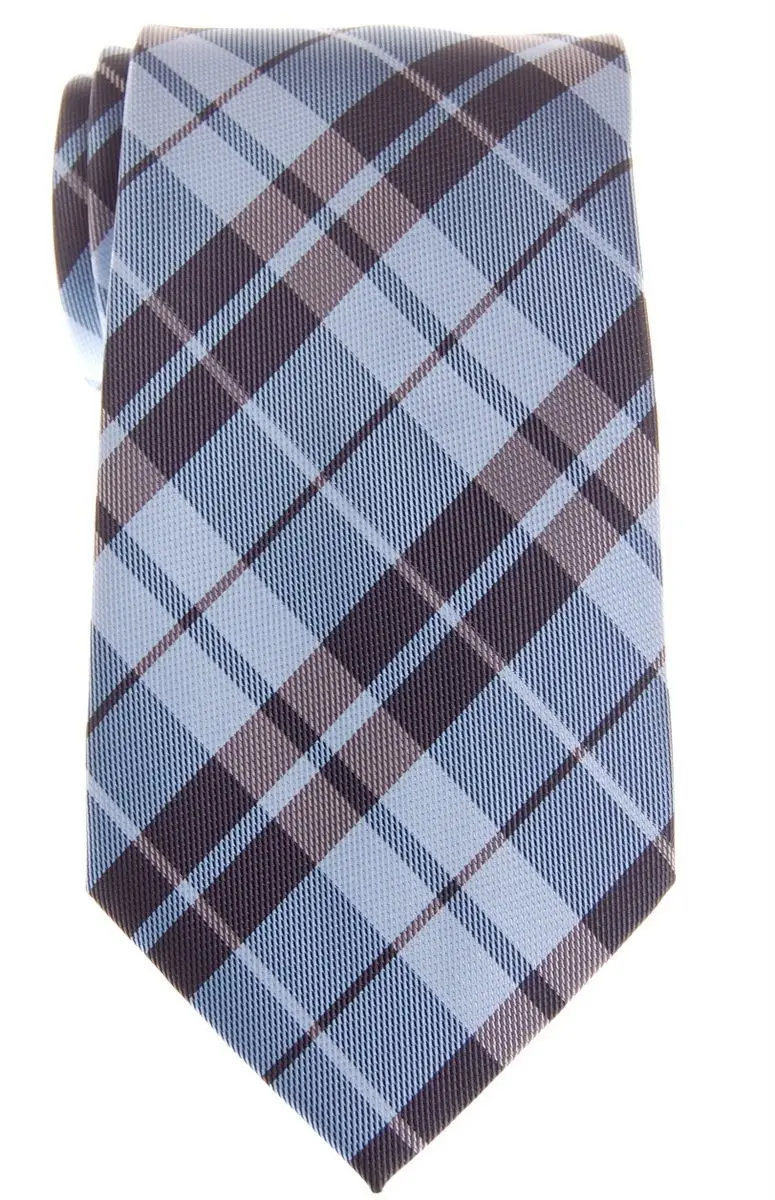 Retreez Preppy Plaid Check Woven Microfiber Men's Tie - Blue | 3.15" Formal & Casual - main product image