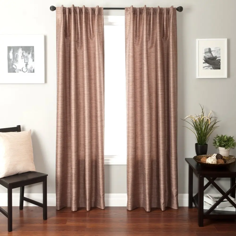 Softline Home Fashions Bergamo Faux Silk Back Tab Window Panel 55" x 96" Mocha | Contemporary Stripe Design - main product image