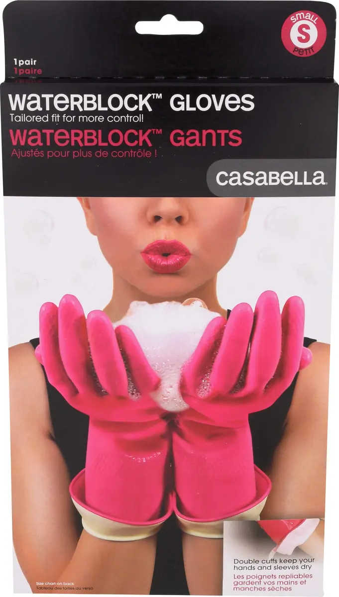 Casabella Waterblock Cleaning Gloves Small | Latex, Breathable, Household Use - main product image