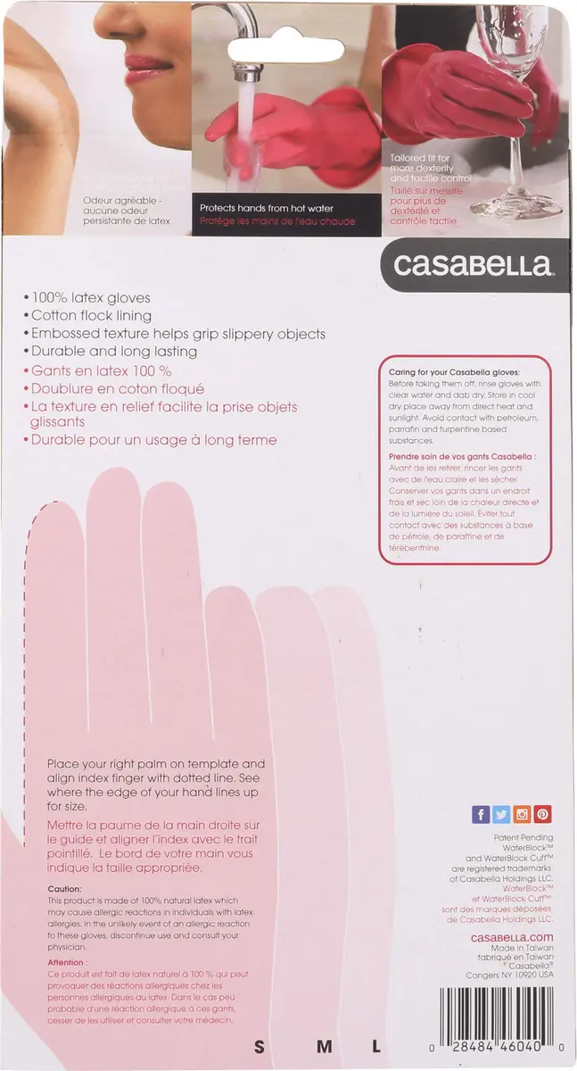 Casabella Waterblock Cleaning Gloves Small | Latex, Breathable, Household Use - view 2