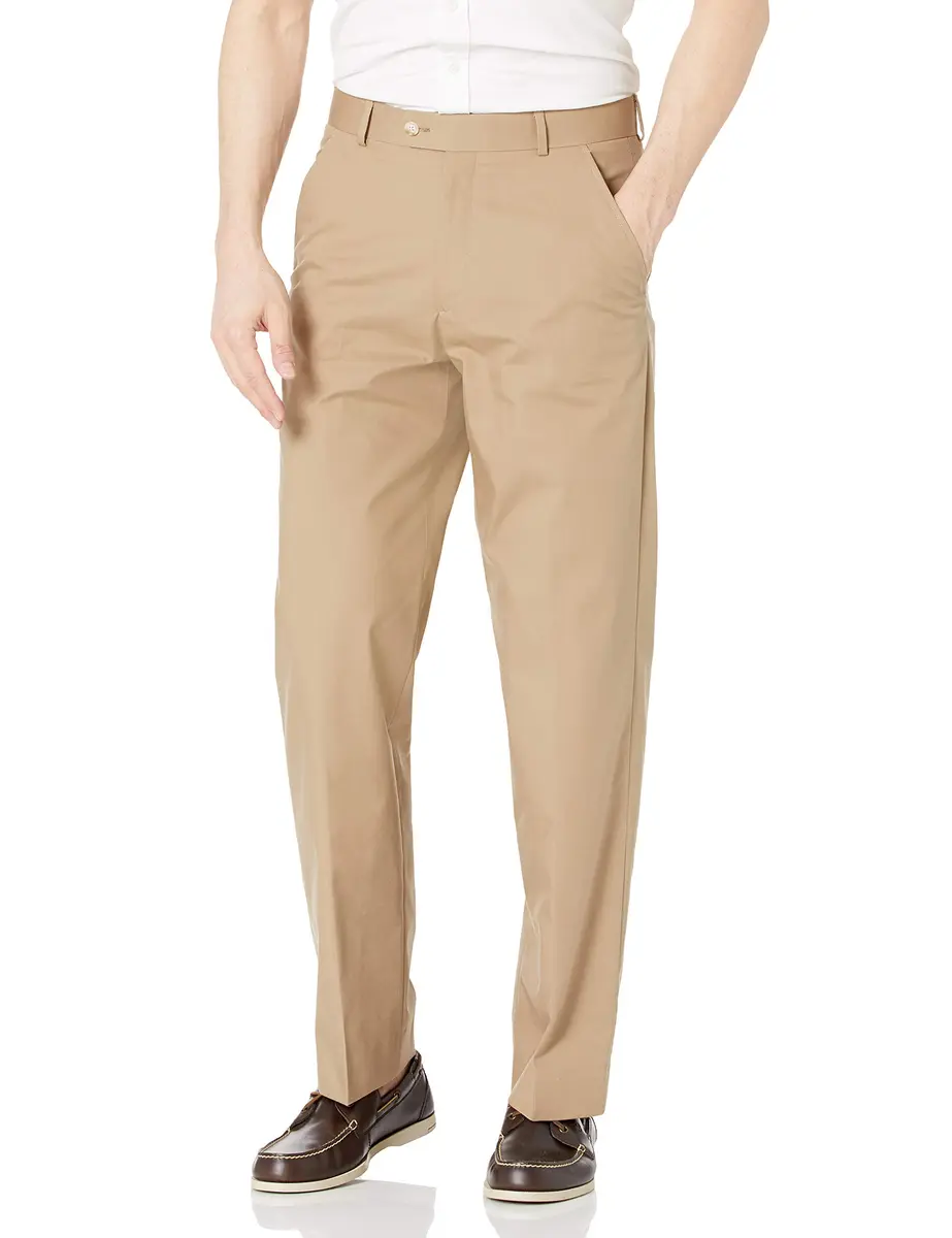Palm Beach Men's Oxford Suit Separate Pant, Khaki Poplin, 36W x 30L | Classic Fit, Cotton & Spandex - main product image