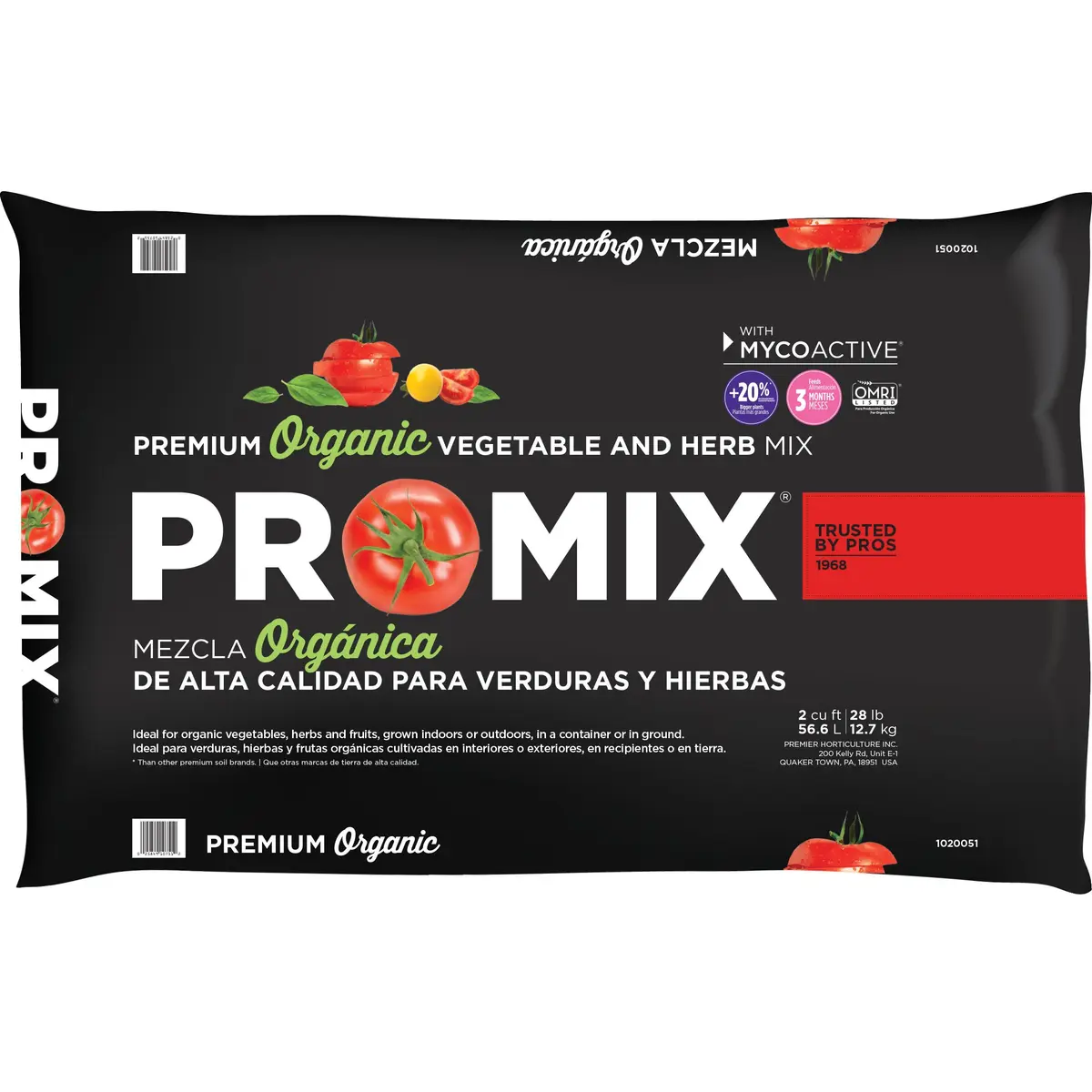 Premier Horticulture Inc 1020051RG 2CF Pro Mix Organic Vegetable & Herb Mix 1kg | Ultimate Organic Soil - main product image