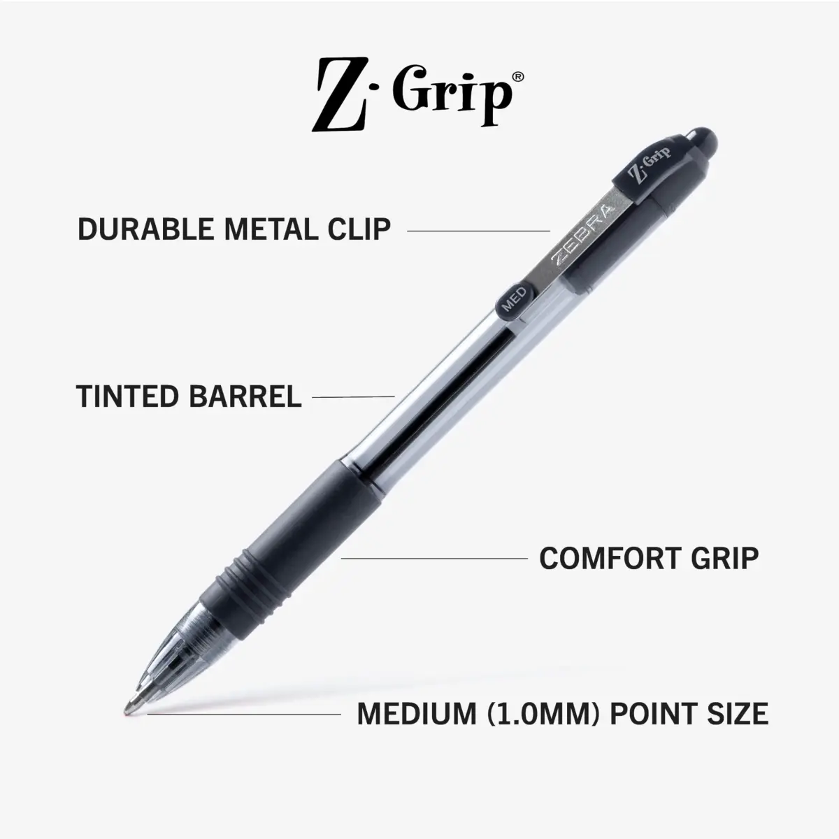 Zebra Pen Z-Grip Retractable Ballpoint Pens, Black Ink, 1.0mm, 18-Pack | Smooth Writing for Students & Professionals - view 3