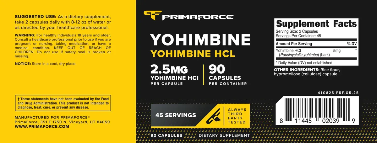 Primaforce Yohimbine HCl 2.5mg | Supports weight loss & sexual wellness - view 5
