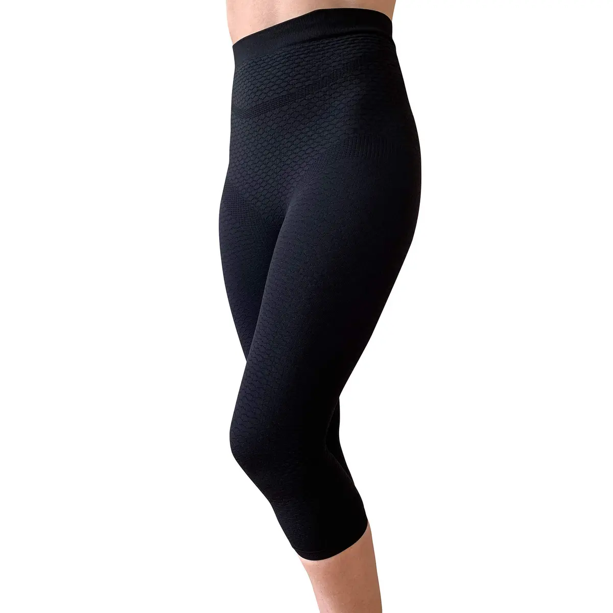 Bioflect® Capri Compression Leggings with Bioactive Fibers and Raised Massaging Knit for Support and Comfort - Black XL - main product image