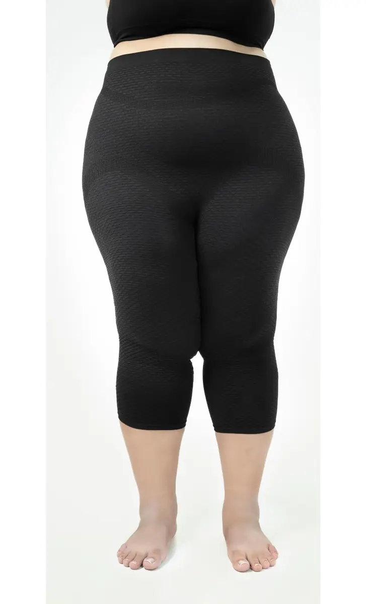 Bioflect® Capri Compression Leggings with Bioactive Fibers and Raised Massaging Knit for Support and Comfort - Black XL - view 2