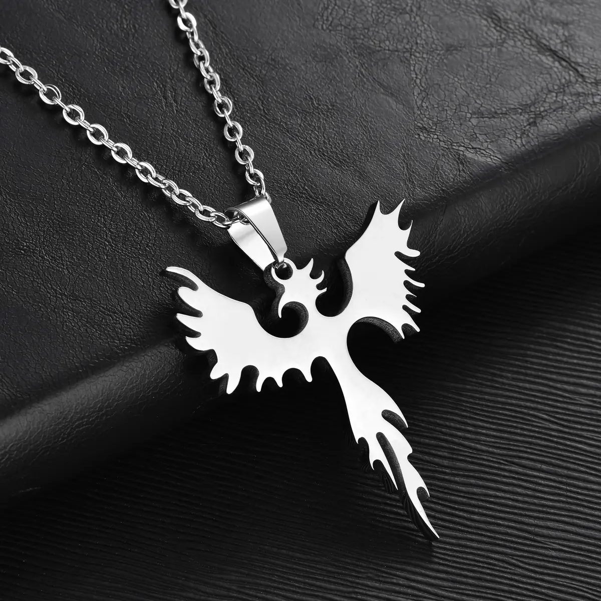 jonline24h Stainless Steel Phoenix Bird Firebird Pendant Necklace 20 Inches | Durable, Hypoallergenic & Stylish - view 2