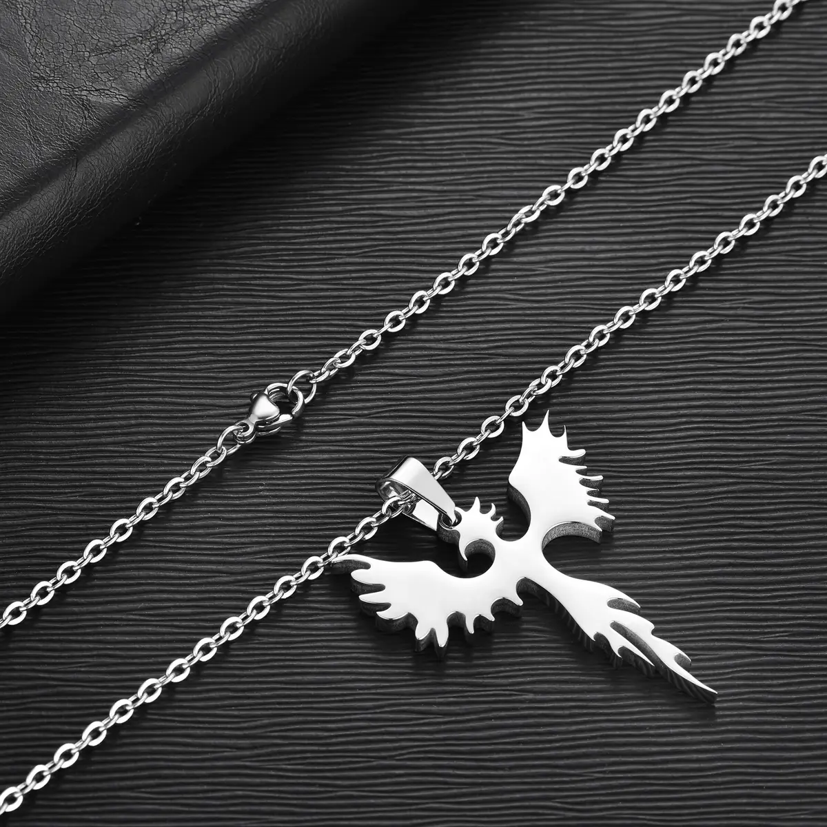jonline24h Stainless Steel Phoenix Bird Firebird Pendant Necklace 20 Inches | Durable, Hypoallergenic & Stylish - view 3