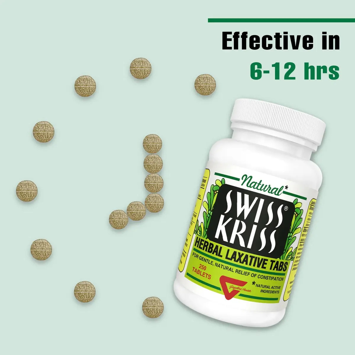 Swiss Kriss Herbal Laxative Tablets 250 Count (Pack of 2) | Gentle Constipation Relief in 6-12 Hours - view 3