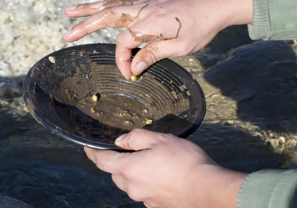 SE 8 Inch Black Plastic Gold Panning Pan with Dual Riffles | Lightweight Prospecting Tool - view 2
