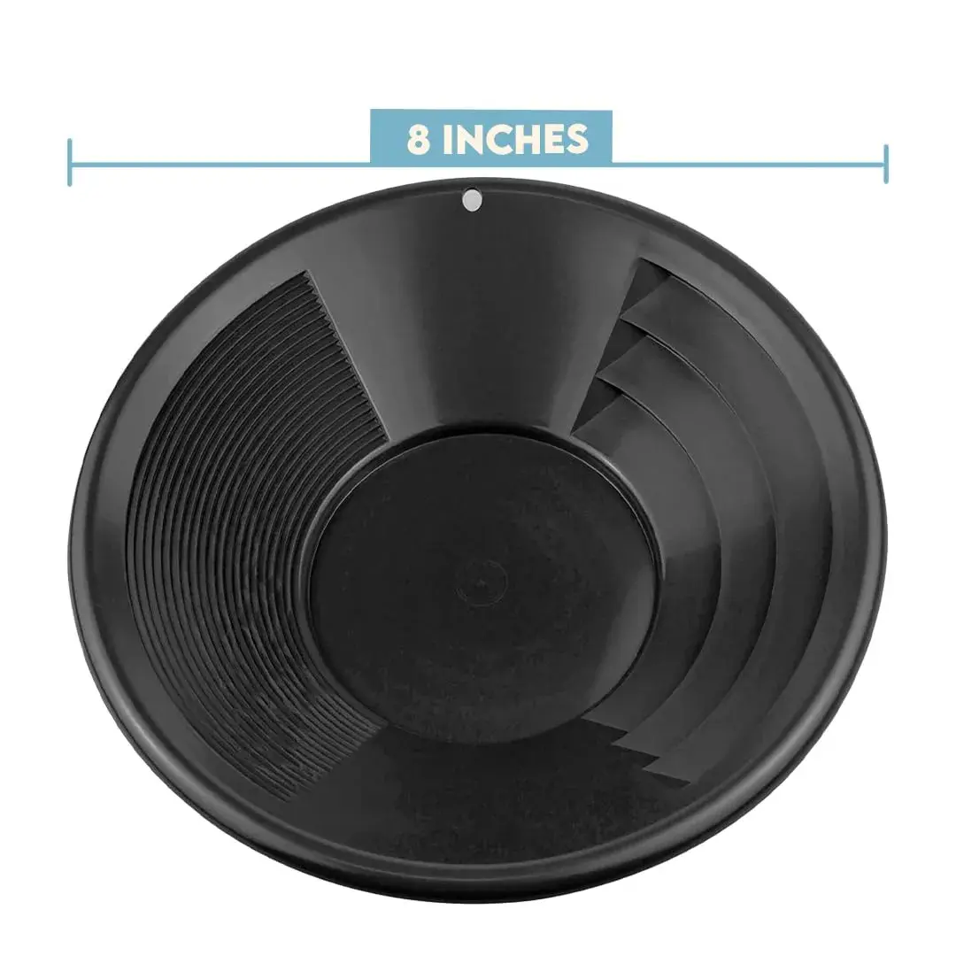 SE 8 Inch Black Plastic Gold Panning Pan with Dual Riffles | Lightweight Prospecting Tool - view 4