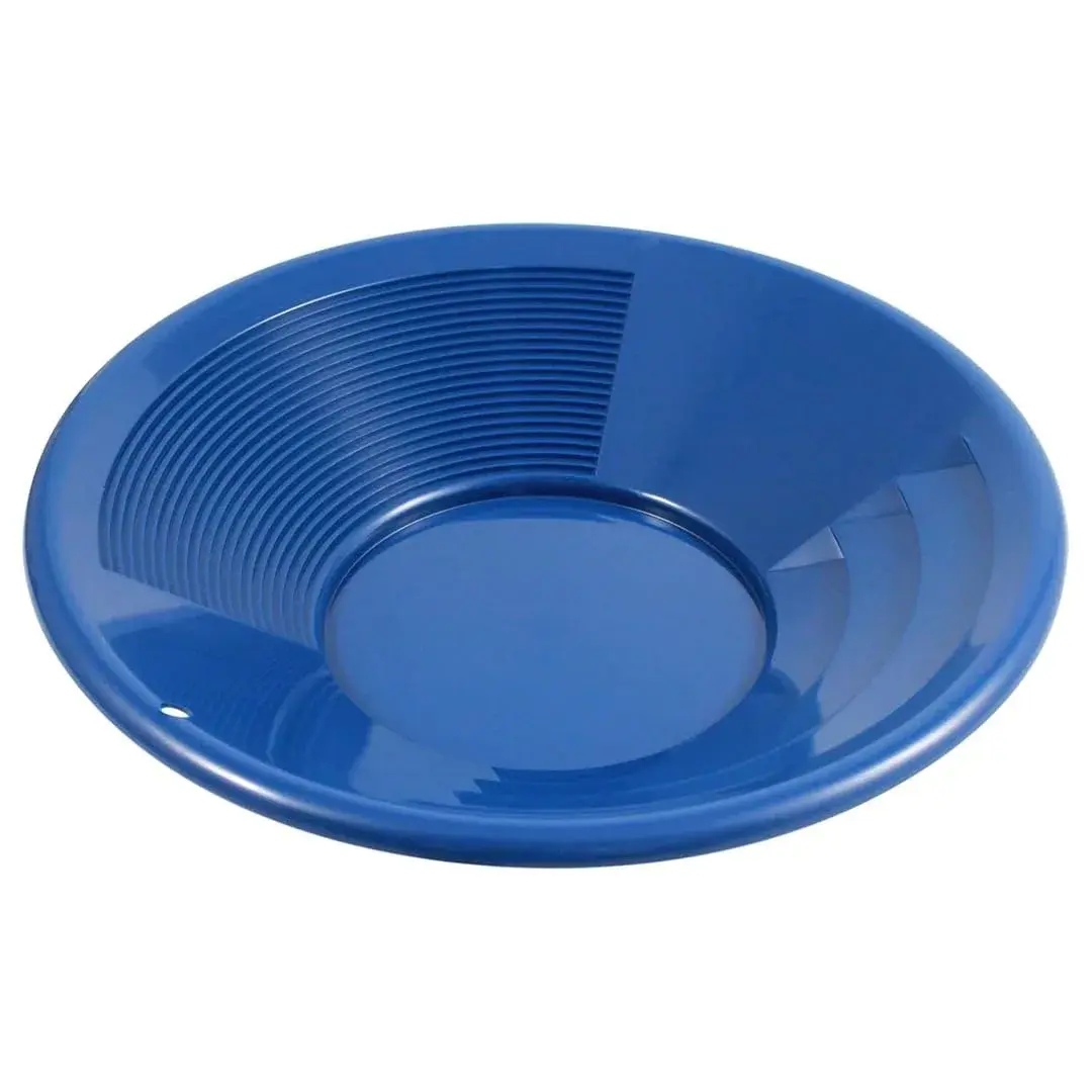 SE 10 Inch Blue Plastic Gold Panning Pan with Dual Riffles | Lightweight & Durable - main product image