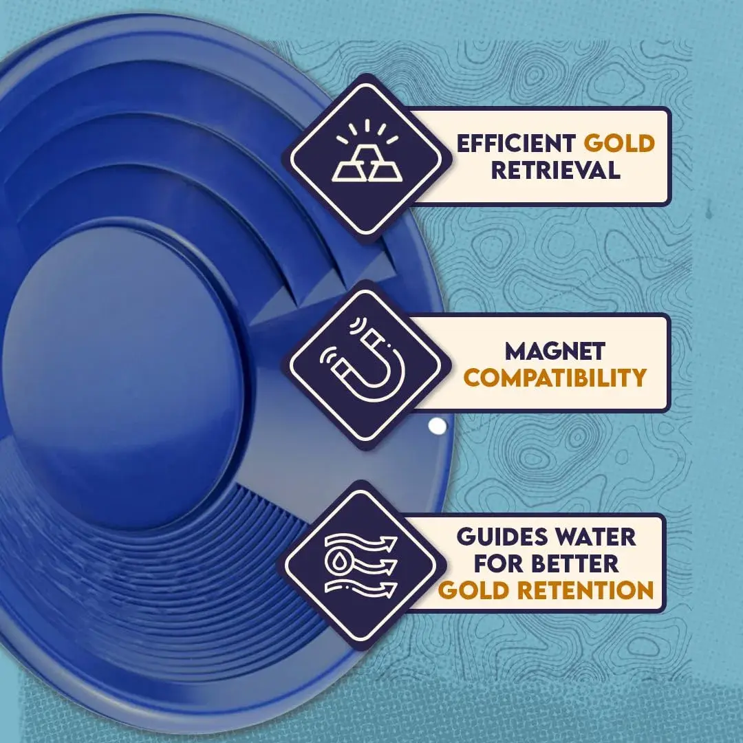 SE 10 Inch Blue Plastic Gold Panning Pan with Dual Riffles | Lightweight & Durable - view 6