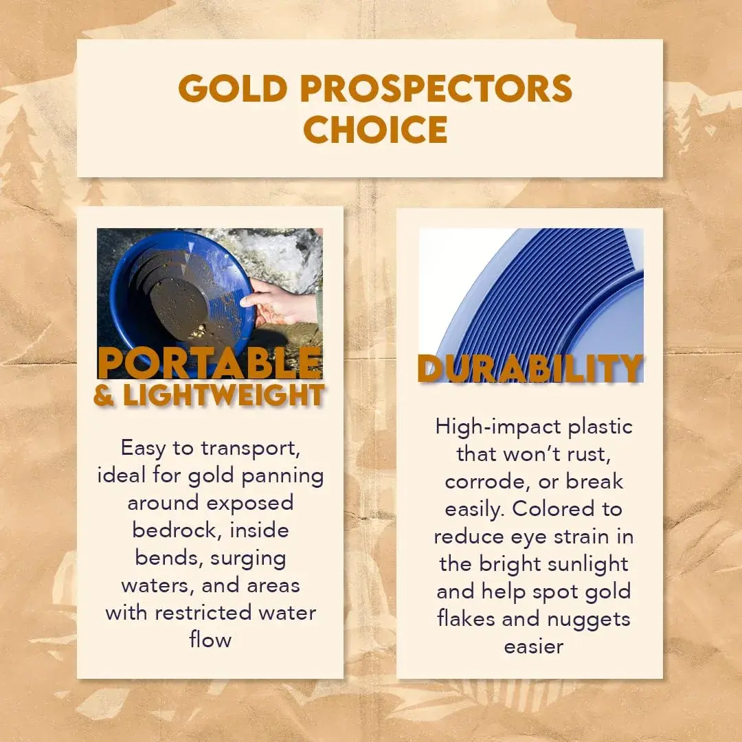 SE 10 Inch Blue Plastic Gold Panning Pan with Dual Riffles | Lightweight & Durable - view 7