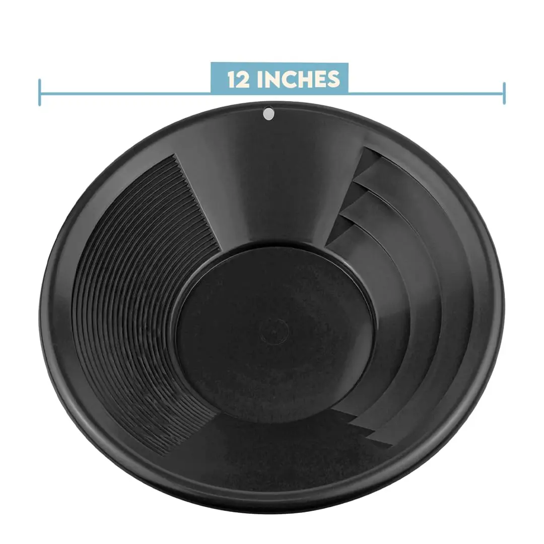 SE 12 Inch Gold Panning Pan - Dual Riffles for Easier Mining and Prospecting, Black | Lightweight Plastic Design for Gold Prospectors - view 4