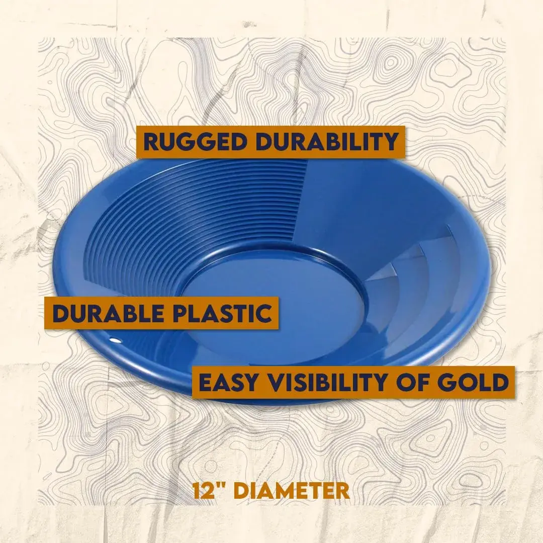 SE 12 Inch Blue Plastic Gold Panning Pan with Dual Riffles | Lightweight Prospecting Tool - view 3
