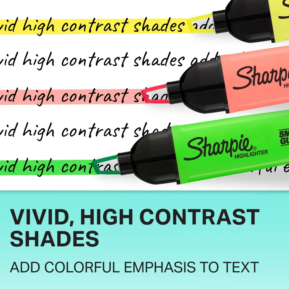 Sharpie Clear View Highlighters, Chisel Tip Marker Set, Assorted Colors, 4-Pack | Precise Control & Smear Resistant - view 5