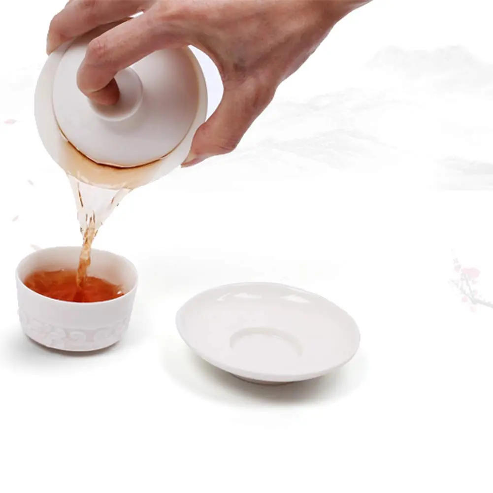 Mozentea Gaiwan Chinese Traditional Ceramic Gai Wan Cup for Gongfu Tea Brewing White | Elegant Tea Ceremony Accessory - view 3