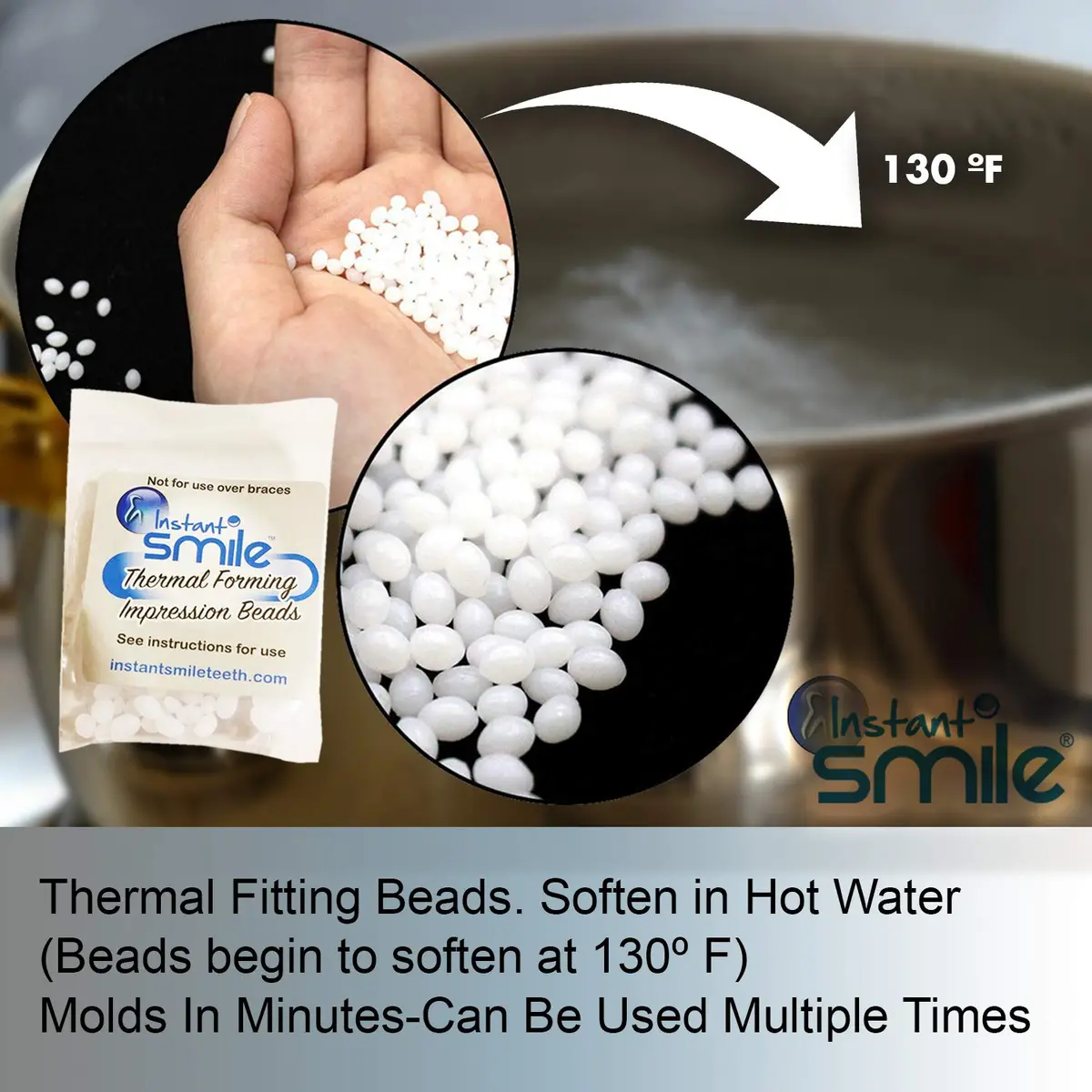 Instant Smile Billy Bob Replacement Thermal Adhesive Fitting Beads for Fake Teeth, 8 Count (0.23 kg) | FDA Approved Bonding Adhesive - view 3