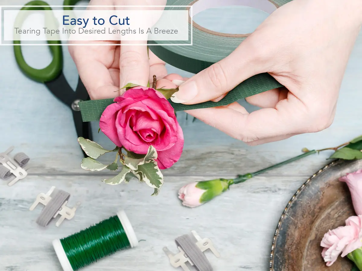 Royal Imports Green Floral Tape Waterproof 0.5" Wide x 60 Yards | Durable Waterproof Floral Tape for Water Arrangements - view 4