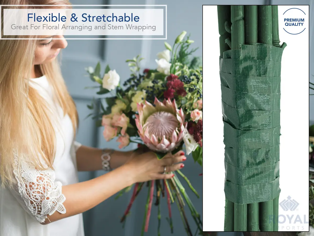 Royal Imports Green Floral Tape Waterproof 0.5" Wide x 60 Yards | Durable Waterproof Floral Tape for Water Arrangements - view 3