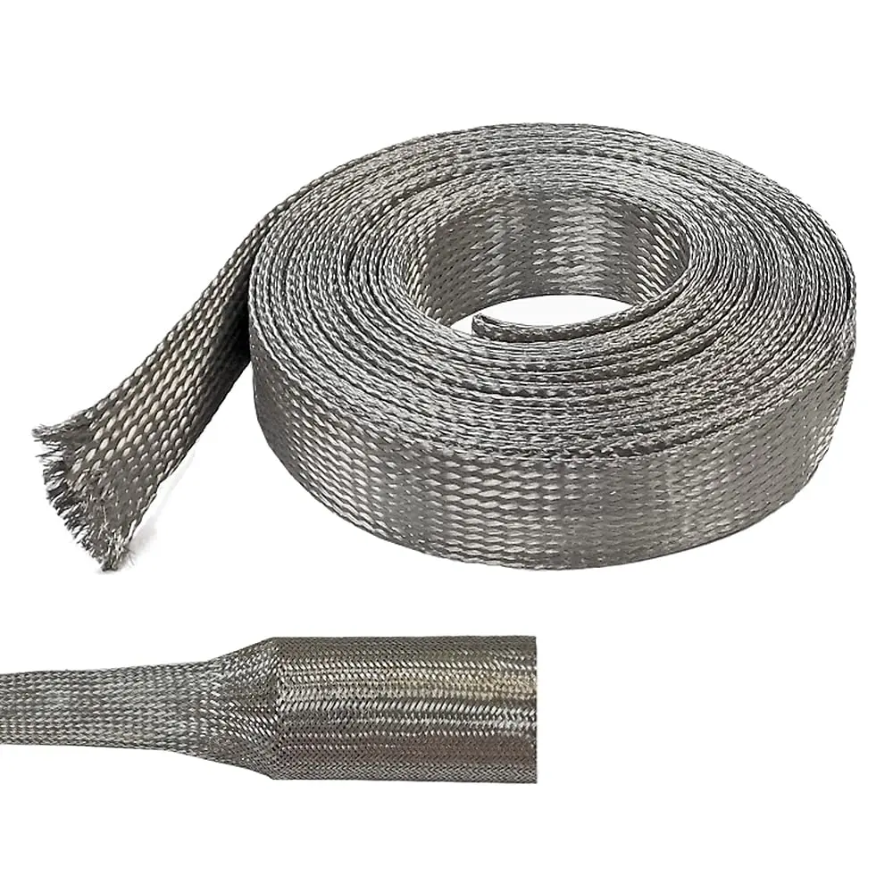 Electriduct 1/8" Tinned Copper Metal Braid Sleeving 50 Feet | Flexible EMI RFI Shielding Wire Mesh - main product image