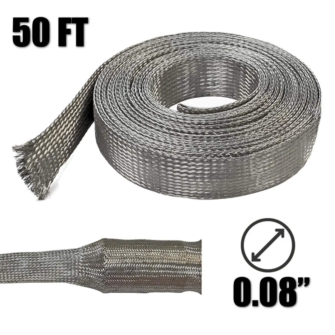 Electriduct 1/8" Tinned Copper Metal Braid Sleeving 50 Feet | Flexible EMI RFI Shielding Wire Mesh - view 2