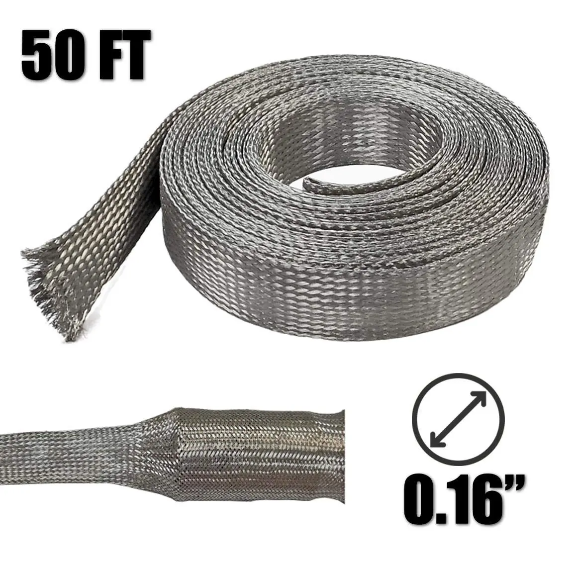 Electriduct 1/4" Tinned Copper Metal Braid Sleeving 50 Feet | Flexible EMI RFI Shielding Wire Mesh - view 2