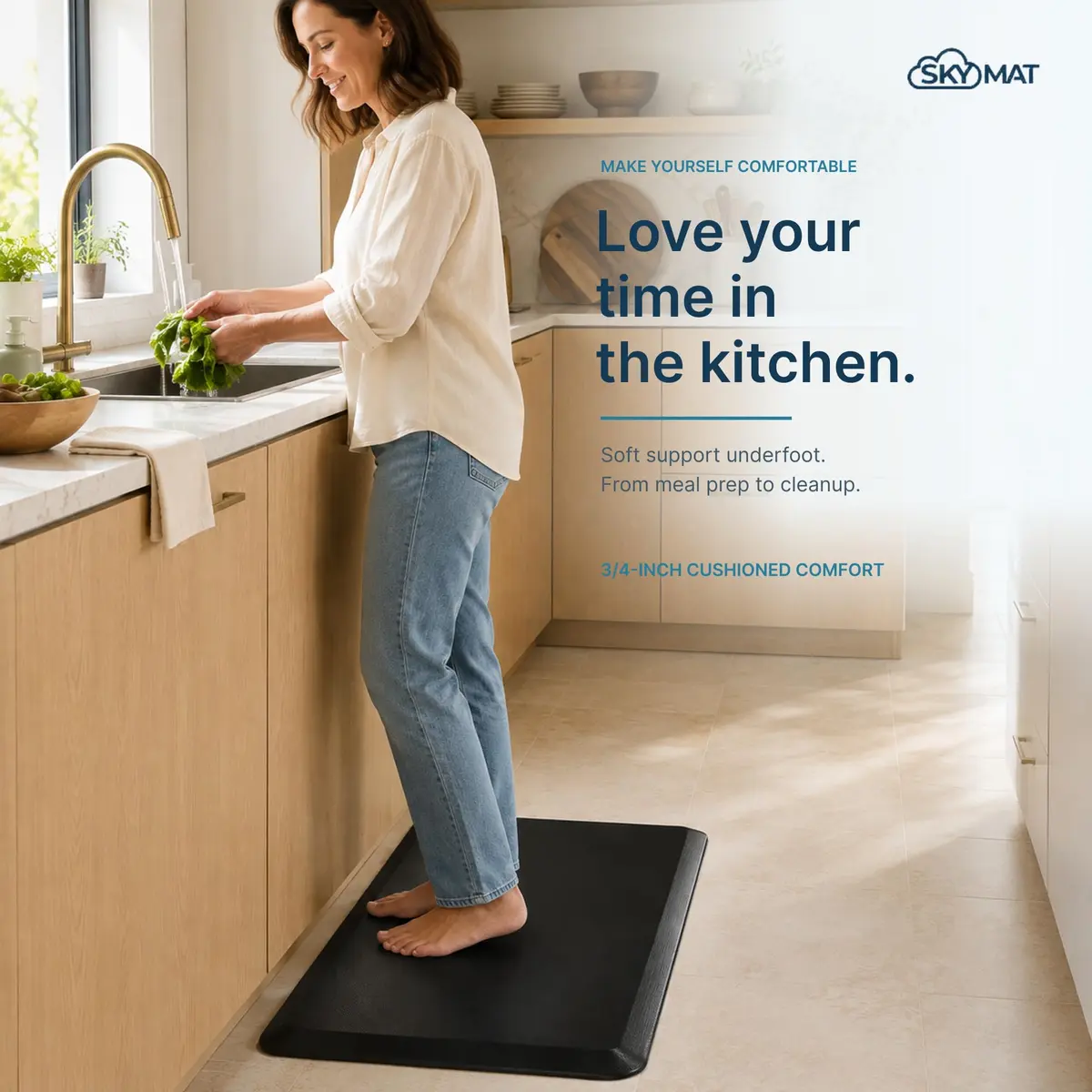 Sky Solutions Anti Fatigue Floor Mat 51cm x 100cm (20in x 39in) | Cushioned Comfort for Indian Kitchens & Offices - view 3